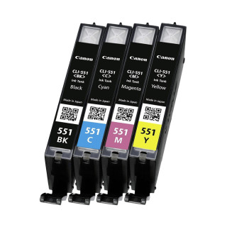 Pack de 4 cartouches d'encre Canon CLI551 Noir et couleurs