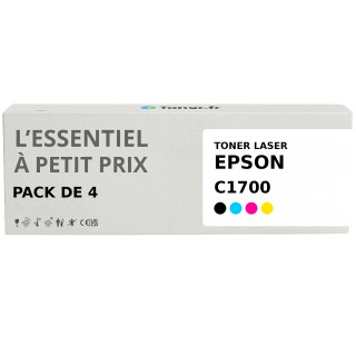 Pack de 4 toners compatibles Epson C1700 Noir et couleurs - L'Essentiel à Petit Prix