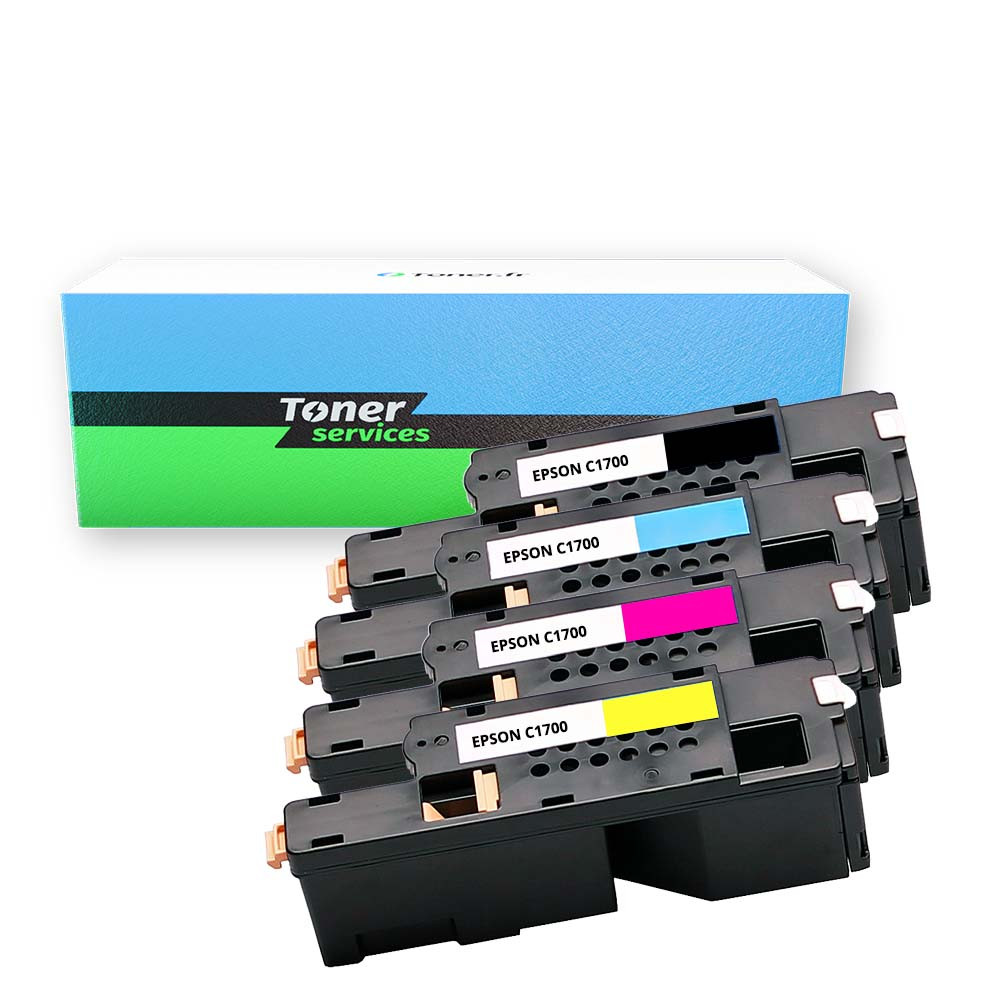 Pack de 4 toners compatible Epson C1700 Noir et couleurs