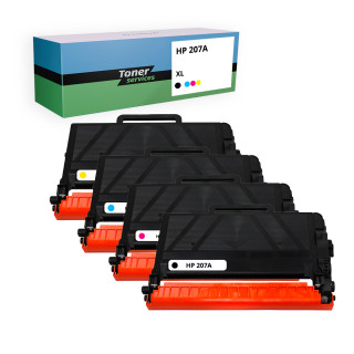 Pack de 4 toners compatible HP 207A XL Noir et couleurs