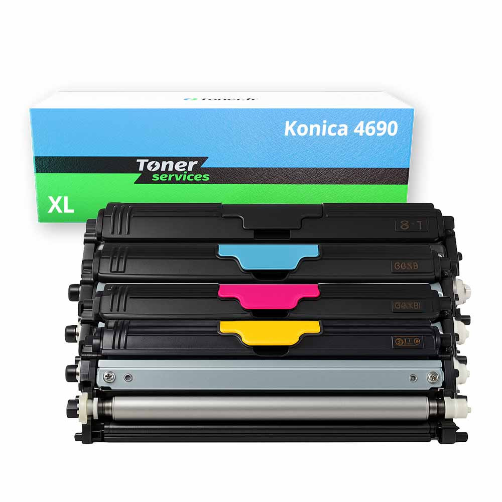 Pack de 4 toners compatible Konica Minolta 4690 XL Noir et couleurs