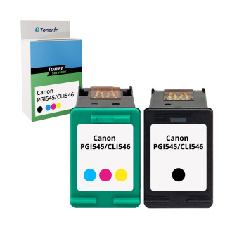 Pack de 2 cartouches d'encre compatibles Canon PGI545/CLI546 noir et tricolor