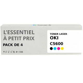 Pack de 4 toners compatibles OKI C5600 Noir et couleurs - L'Essentiel à Petit Prix