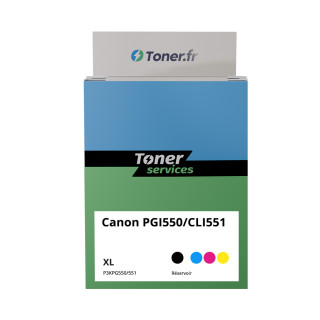 Pack de 15 cartouches d'encre compatible Canon PGI550/CLI551 XL Noir et couleurs