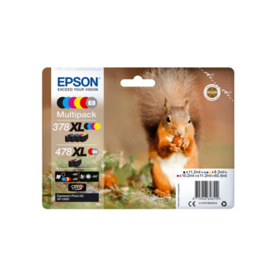 Pack de 6 cartouches d'encre Epson 378/478 XL Noir et couleurs