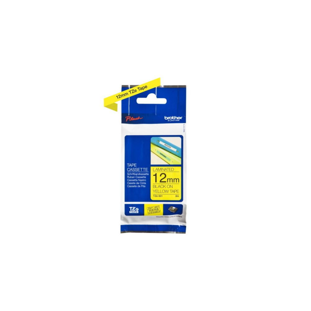 Ruban Noir sur Jaune 12 mm Brother TZE-631 - Brother TZE631 marque Brother