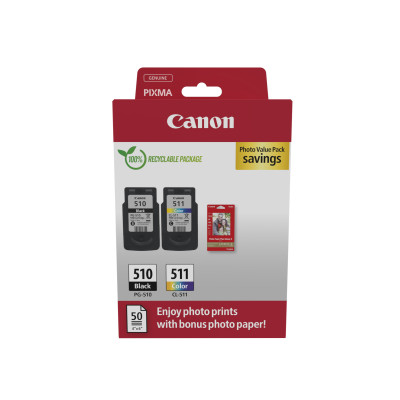 Pack de 2 cartouches d'encre Canon PG510/CL511 Noir et couleurs