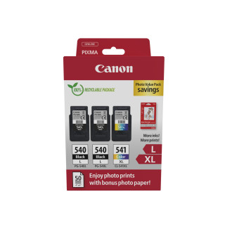 Pack de 3 cartouches d'encre Canon PG540/CL541 XL Noir et tricolor