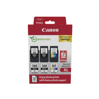 Pack de 3 cartouches d'encre Canon PG560/CL561 XL Noir et couleurs