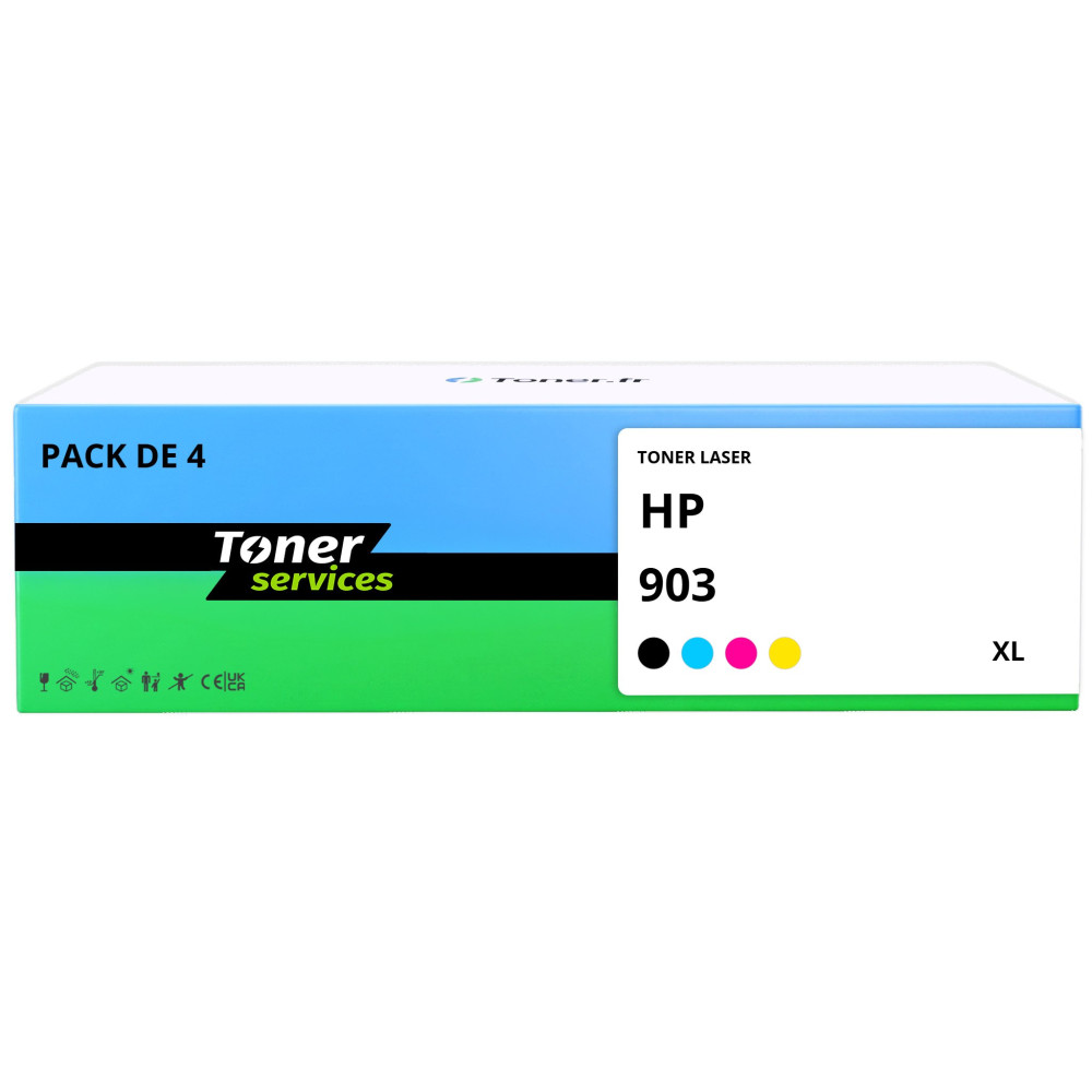 TONER SERVICES Compatible HP 903XL Pack 4 cartouches Noir, cyan, magenta et jaune XL
