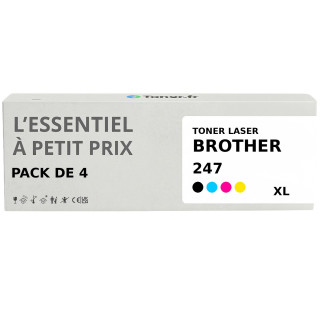 Pack de 4 toners compatibles Brother TN-247 Noir et couleurs - L'Essentiel à Petit Prix