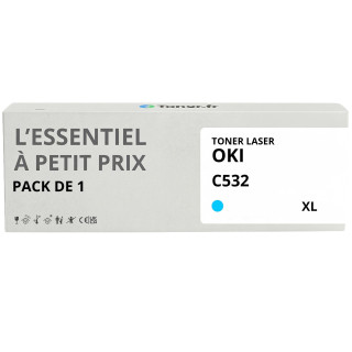 Toner compatible OKI C532 XL Cyan - L'Essentiel à Petit Prix