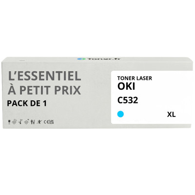 Toner compatible OKI C532 XL Cyan - L'Essentiel à Petit Prix