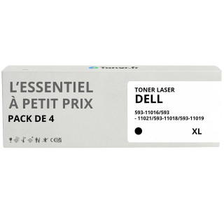 Pack de 4 toners compatibles Dell 593-11016/593-11021/593-11018/593-11019 XL Noir et couleurs - L'Essentiel à Petit Prix