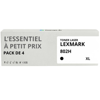 Pack de 4 toners compatibles Lexmark 802H XL Noir et couleurs - L'Essentiel à Petit Prix