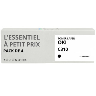Pack de 4 toners compatibles OKI C310 Noir et couleurs - L'Essentiel à Petit Prix