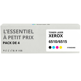 Pack de 4 toners compatibles Xerox 106R03480/106R03690/106R03691/106R03692 Noir et couleurs - L'Essentiel à Petit Prix