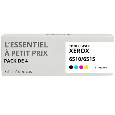 Pack de 4 toners compatibles Xerox 106R03480/106R03690/106R03691/106R03692 Noir et couleurs - L'Essentiel à Petit Prix