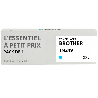Toner compatible Brother TN249 XXL Cyan - L'Essentiel à Petit Prix