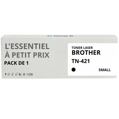 Toner compatible Brother TN-421 Noir - L'Essentiel à Petit Prix