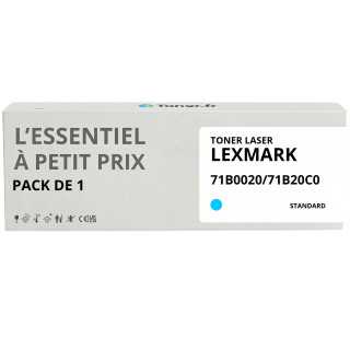 Toner compatible Lexmark 71B0020/71B20C0 Cyan - L'Essentiel à Petit Prix