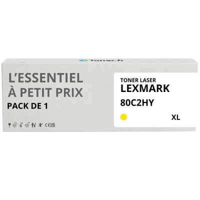Toner compatible Lexmark 80C2HY XL Jaune - L'Essentiel à Petit Prix