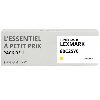 Toner compatible Lexmark 80C2SY0 Jaune - L'Essentiel à Petit Prix