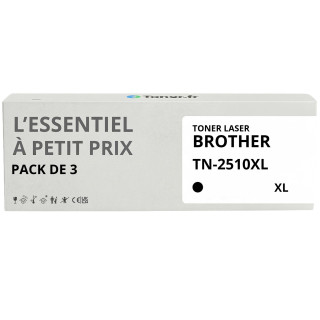 Pack de 3 toners compatibles Brother TN-2510XL Noirs - L'Essentiel à Petit Prix