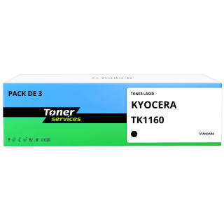 Pack de 3 toners compatibles Kyocera TK1160 Noirs - Toner Services