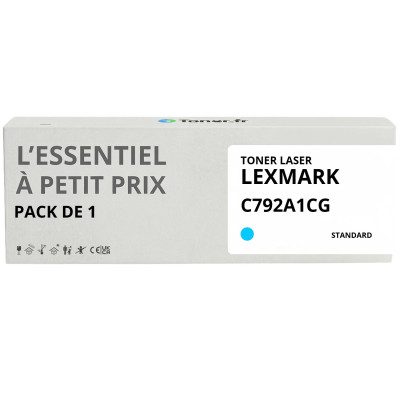 Toner compatible Lexmark C792A1CG Cyan - L'Essentiel à Petit Prix