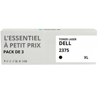 Pack de 3 toners compatibles Dell 2375 XL Noir - L'Essentiel à Petit Prix