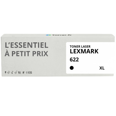 Toner compatible Lexmark 622 XL Noir - L'Essentiel à Petit Prix