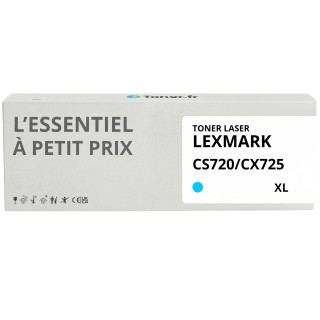 Toner compatible Lexmark CS720/CX725 Cyan - L'Essentiel à Petit Prix
