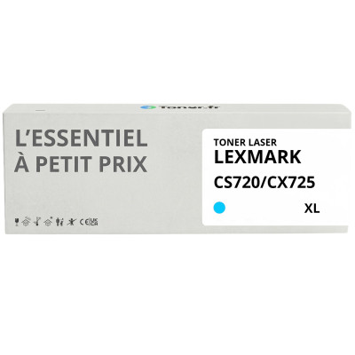 Toner compatible Lexmark CS720/CX725 Cyan - L'Essentiel à Petit Prix