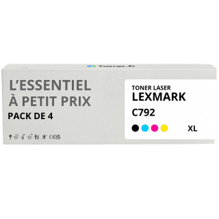 Pack de 4 toners compatibles Lexmark C792 XL Noir et couleurs - L'Essentiel à Petit Prix