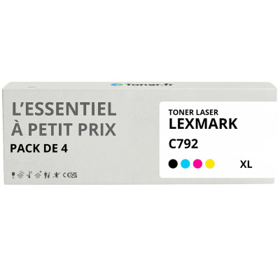 Pack de 4 toners compatibles Lexmark C792 XL Noir et couleurs - L'Essentiel à Petit Prix
