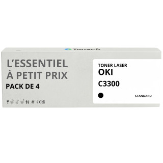Pack de 4 toners compatibles OKI C3300 Noir et couleurs - L'Essentiel à Petit Prix