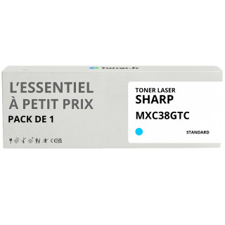 Toner compatible Sharp MXC38GTC Cyan - L'Essentiel à Petit Prix