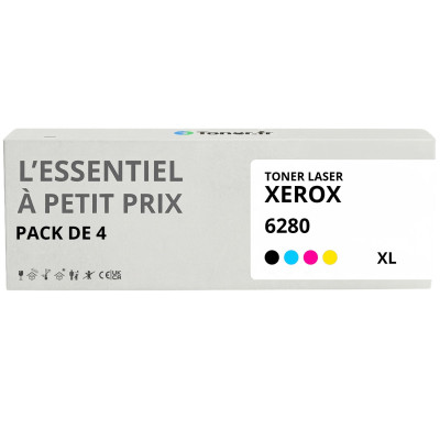 Pack de 4 toners compatibles Xerox 6180 XL Noir et couleurs - L'Essentiel à Petit Prix